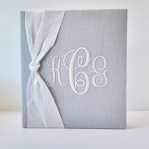Baby Memory Book - Gray Linen (w/ SILK Bow) by AP Creations in Tuscaloosa, paper gift detail photo 3