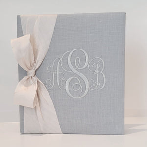 Baby Memory Book - Gray Linen (w/ SILK Bow) by AP Creations in Tuscaloosa, paper gift detail photo 2