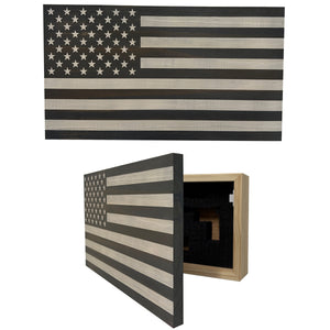 American Flag Decorative & Secure Wall-Mounted Gun Cabinet (Gray & White) by Bellewood Designs, Southern home decor main product photo