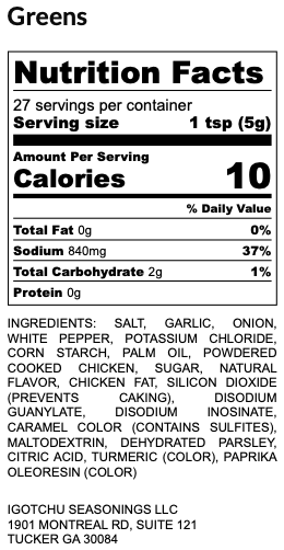 Igotchu Greens Seasoning detail view by Igotchu Seasonings