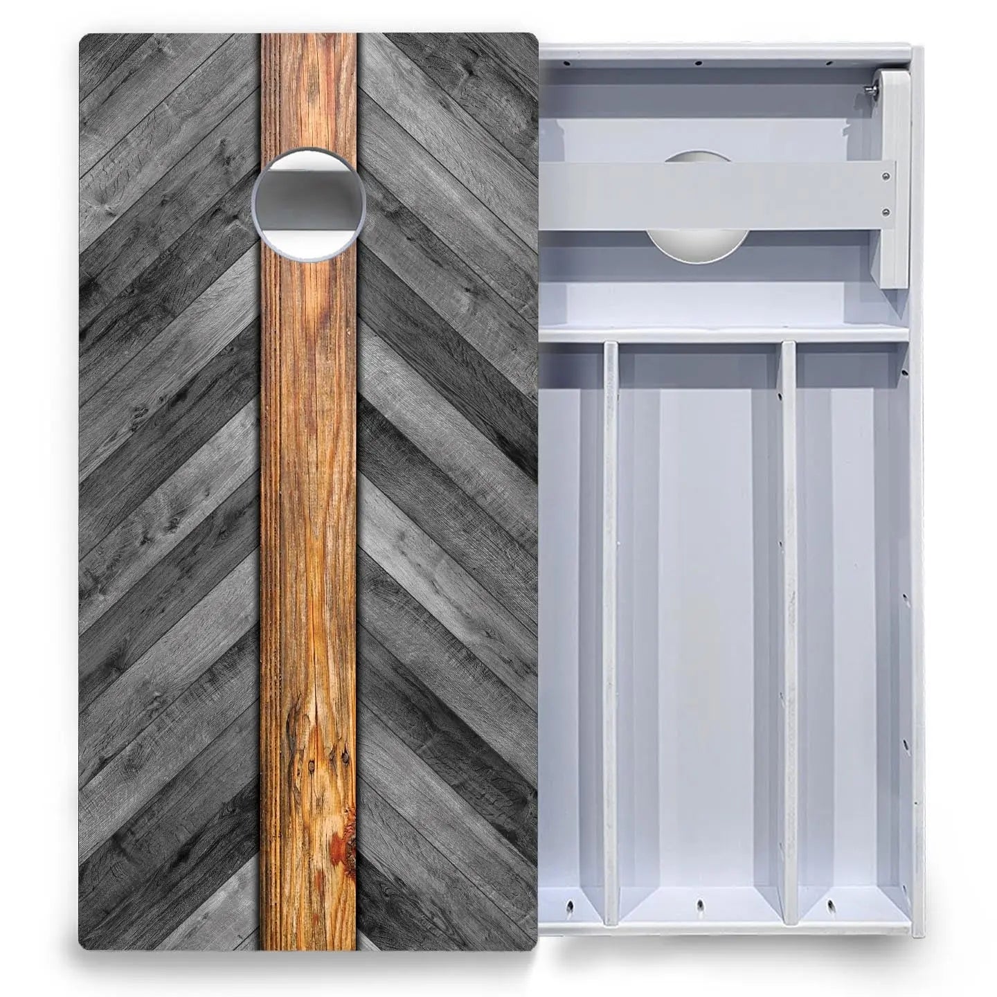 Grey Herringbone Cornhole Boards - All Weather Series by Cornhole Solutions, handmade jewelry detail photo 4