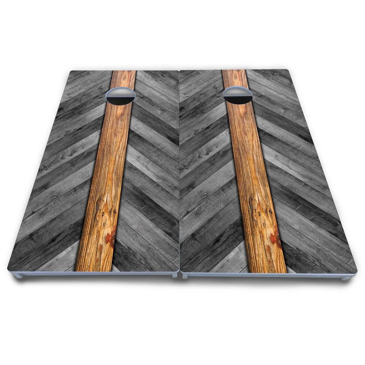 Grey Herringbone Cornhole Boards - All Weather Series by Cornhole Solutions, handmade jewelry detail photo 5