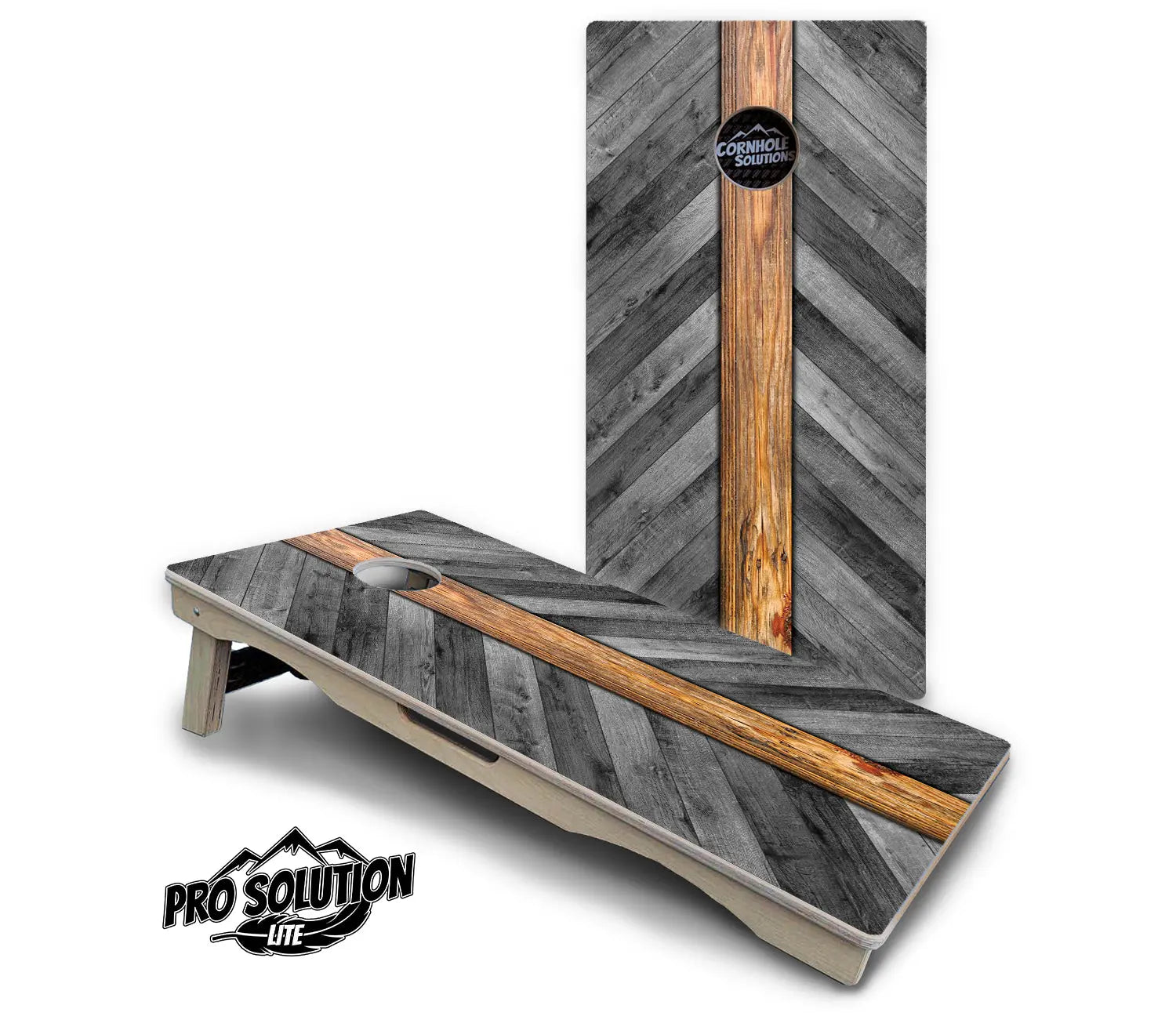 Grey Herringbone Cornhole Boards - Pro Solution Lite Series by Cornhole Solutions, handmade jewelry detail photo 2
