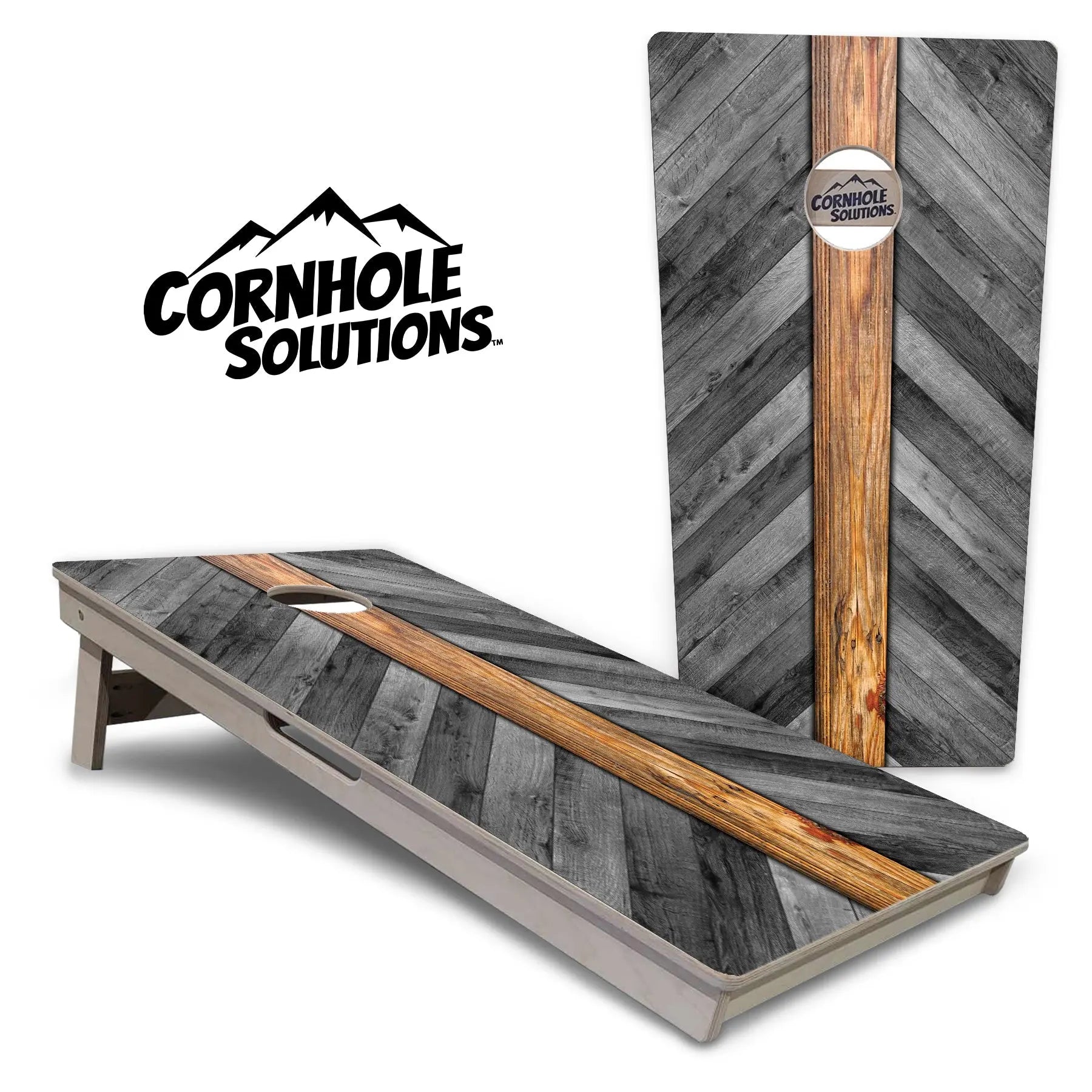 Grey Herringbone Cornhole Boards - Professional Tournament Series by Cornhole Solutions, handmade jewelry main product photo