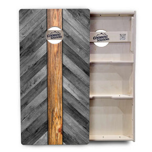 Grey Herringbone Cornhole Boards - Professional Tournament Series by Cornhole Solutions, handmade jewelry detail photo 4