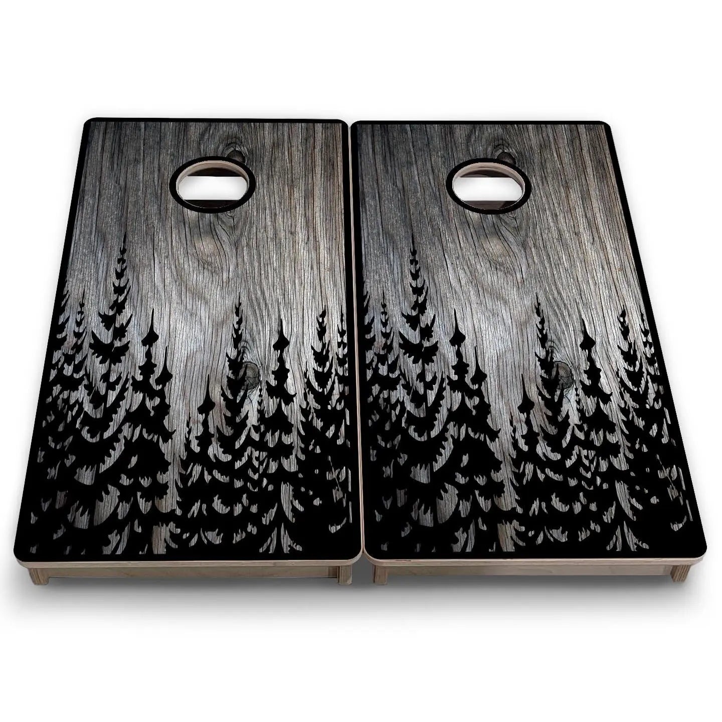 Grey Pine Trees - Mini or Vacation Size Cornhole Boards by Cornhole Solutions, custom cornhole board detail photo 7