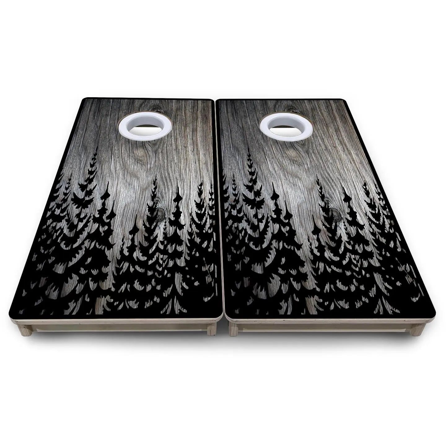 Grey Pine Trees - Mini or Vacation Size Cornhole Boards by Cornhole Solutions, custom cornhole board detail photo 8