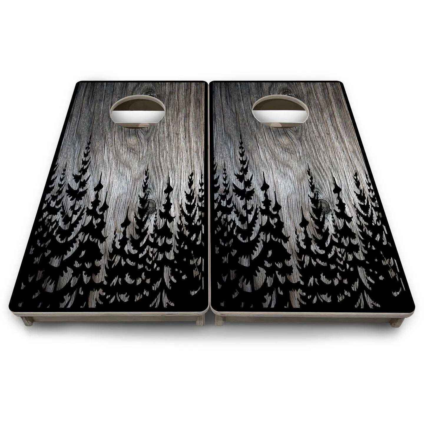 Grey Pine Trees - Mini or Vacation Size Cornhole Boards by Cornhole Solutions, custom cornhole board detail photo 9