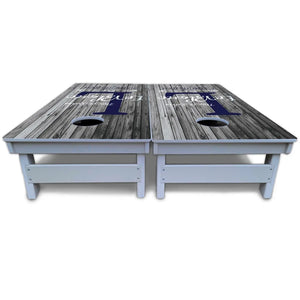 Grey Slat Wood Cornhole Boards - All Weather Series by Cornhole Solutions, custom cornhole board detail photo 5