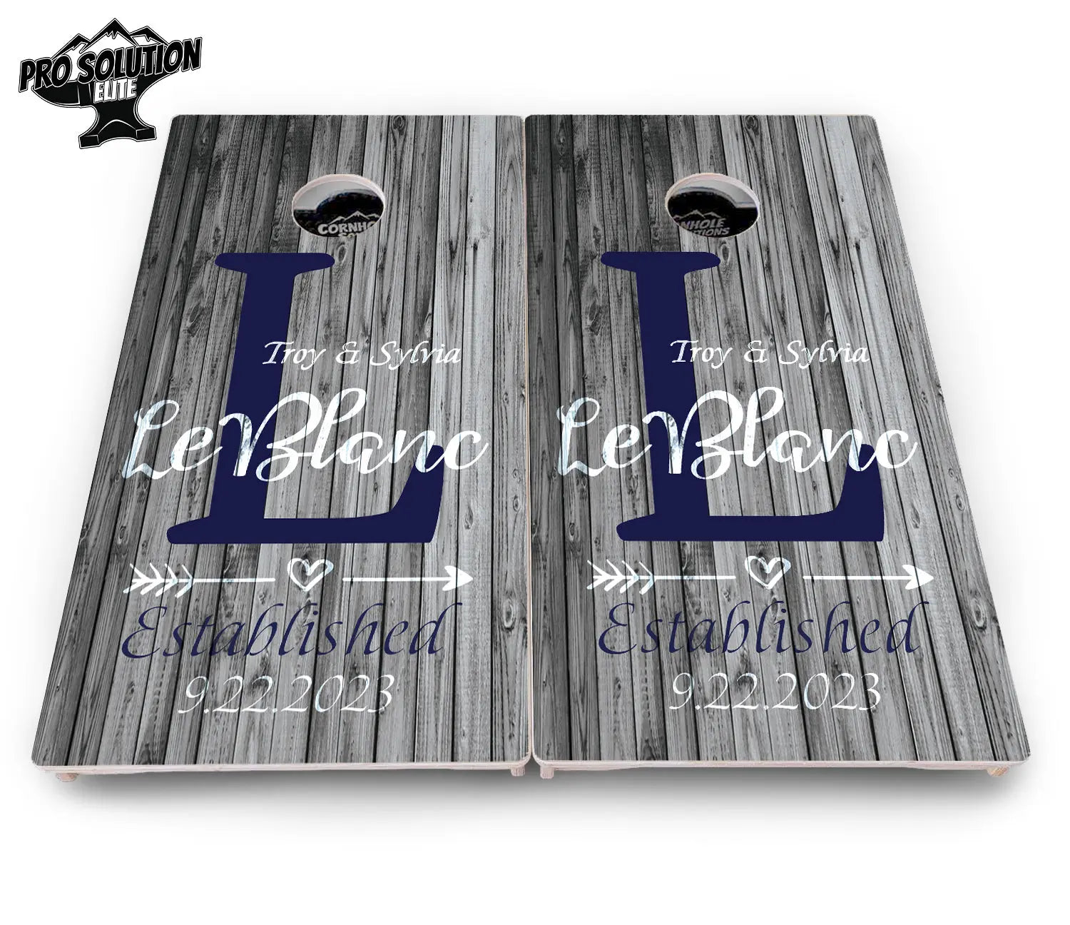 Grey Slat Wood Cornhole Boards - Pro Solution Elite Series by Cornhole Solutions, custom cornhole board detail photo 4