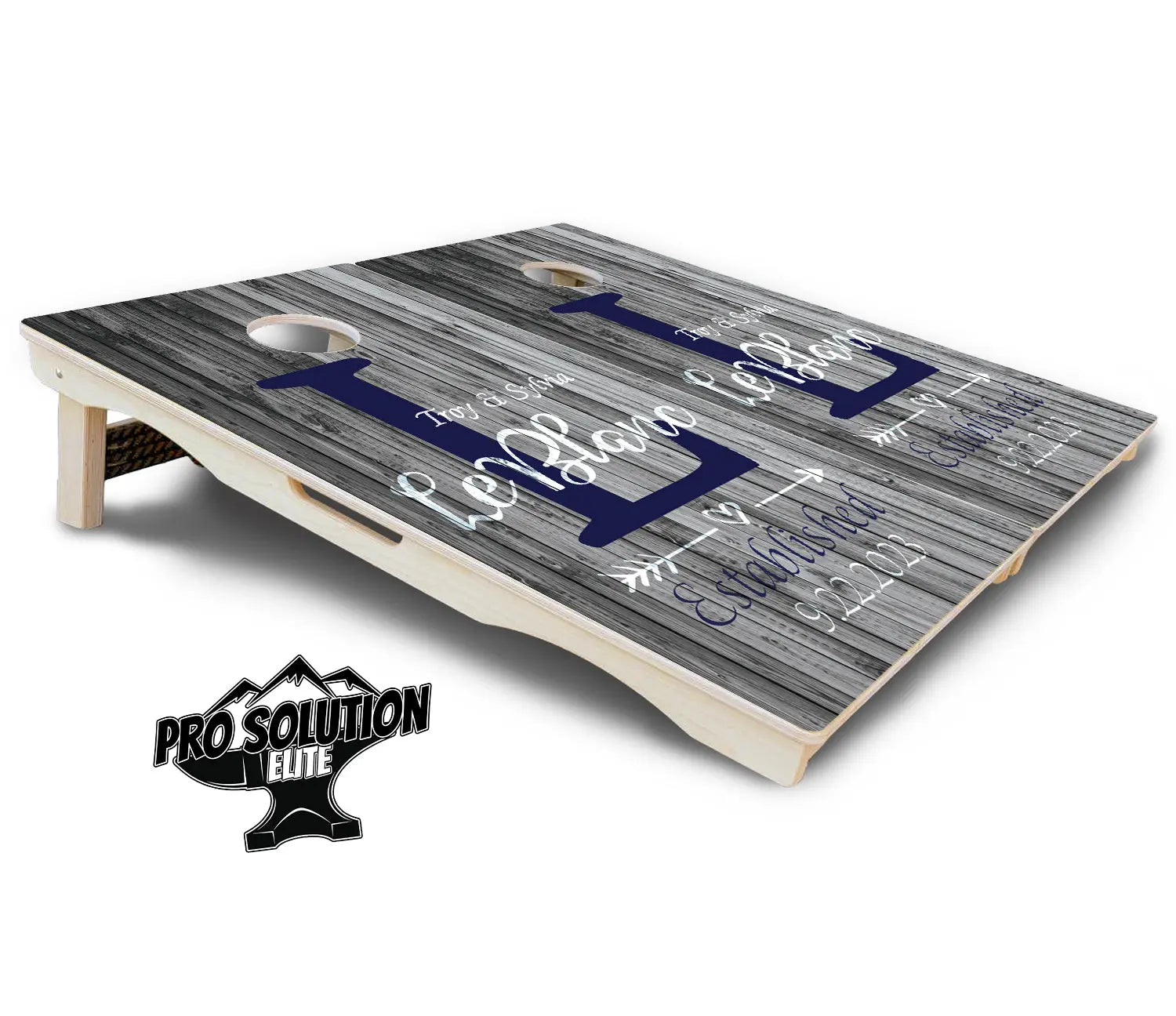 Grey Slat Wood Cornhole Boards - Pro Solution Elite Series by Cornhole Solutions, custom cornhole board detail photo 5