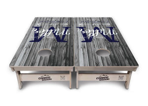 Grey Slat Wood Cornhole Boards - Professional Tournament Series by Cornhole Solutions, custom cornhole board detail photo 2