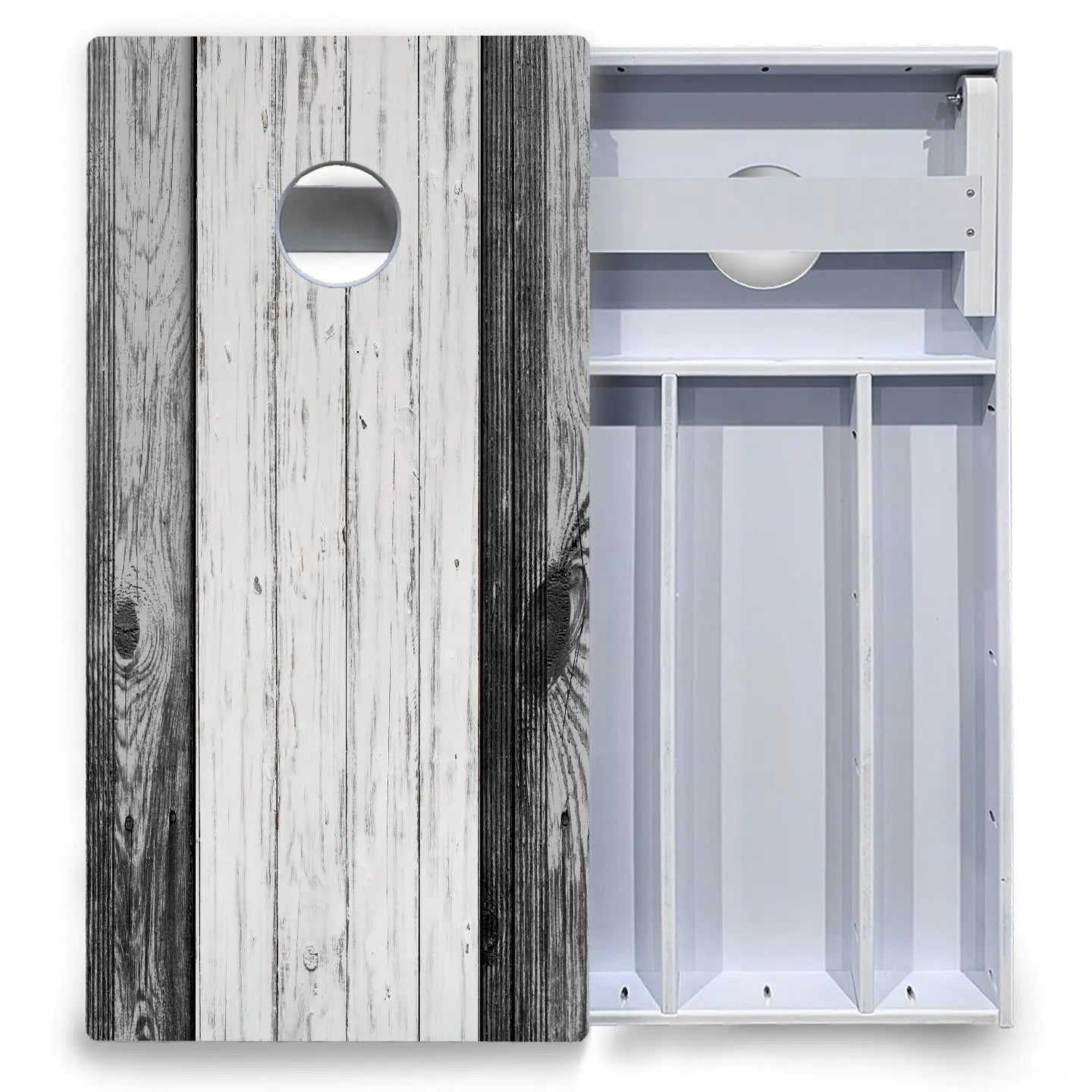 Grey Two Tone Slats Cornhole Boards - All Weather Series by Cornhole Solutions, custom cornhole board detail photo 4