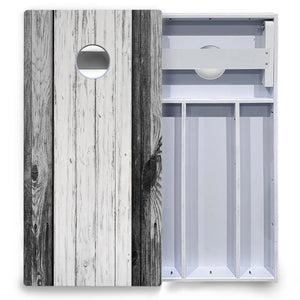 Grey Two Tone Slats Cornhole Boards - All Weather Series by Cornhole Solutions, custom cornhole board detail photo 4