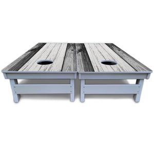 Grey Two Tone Slats Cornhole Boards - All Weather Series by Cornhole Solutions, custom cornhole board detail photo 6