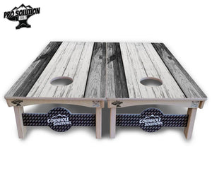 Grey Two Tone Slats Cornhole Boards - Pro Solution Elite Series by Cornhole Solutions, custom cornhole board detail photo 3