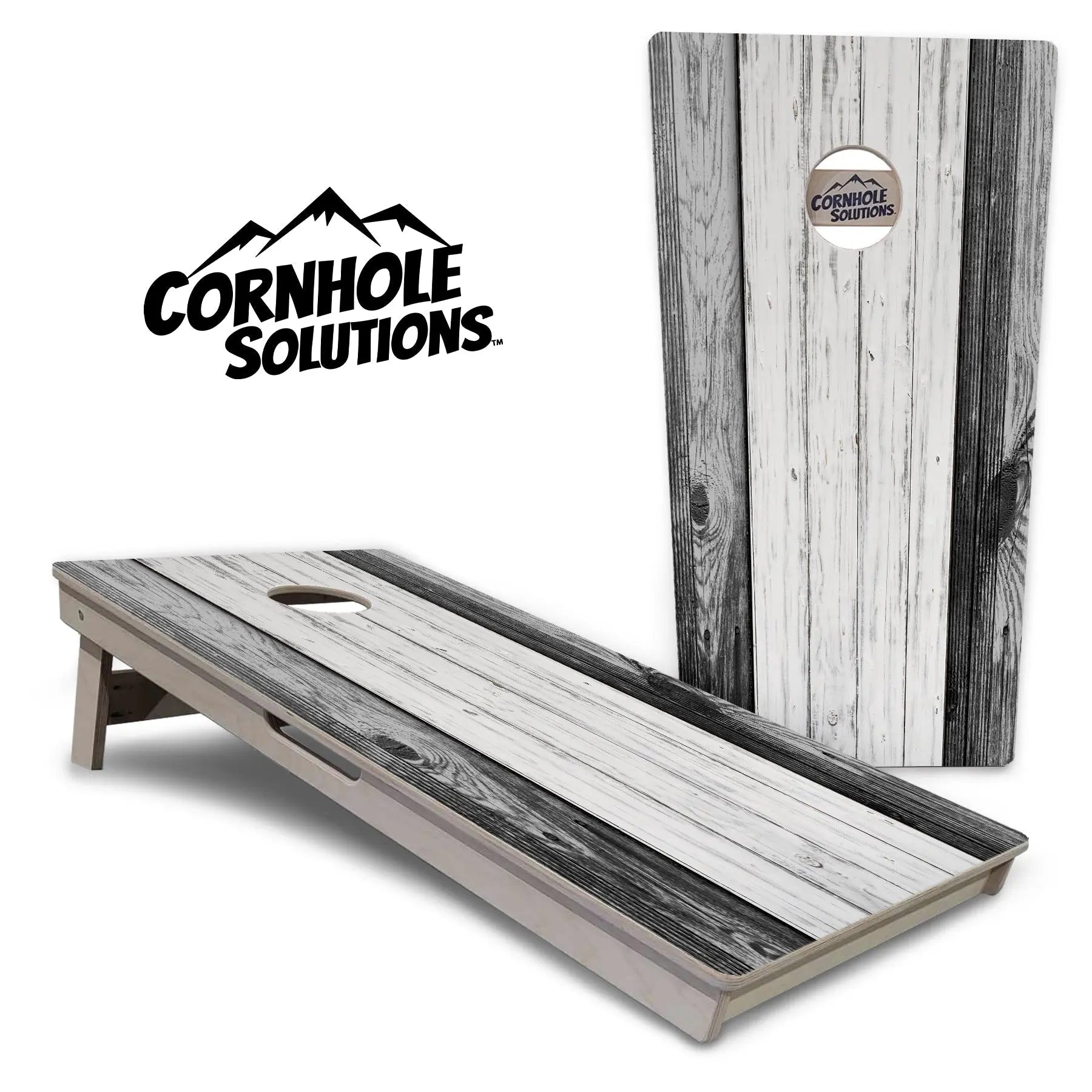 Grey Two Tone Slats Cornhole Boards - Professional Tournament Series by Cornhole Solutions, custom cornhole board main product photo