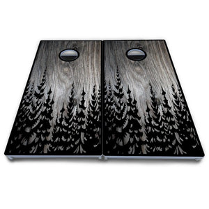 Greyscale Pine Trees Cornhole Boards - All Weather Series by Cornhole Solutions, custom cornhole board detail photo 4