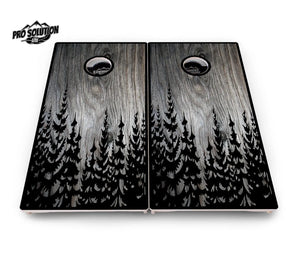 Greyscale Pine Trees Cornhole Boards - Pro Solution Lite Series by Cornhole Solutions, custom cornhole board detail photo 3