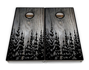 Greyscale Pine Trees Cornhole Boards - Professional Tournament Series by Cornhole Solutions, custom cornhole board detail photo 3