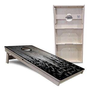 Greyscale Pine Trees Cornhole Boards - Professional Tournament Series by Cornhole Solutions, custom cornhole board detail photo 5