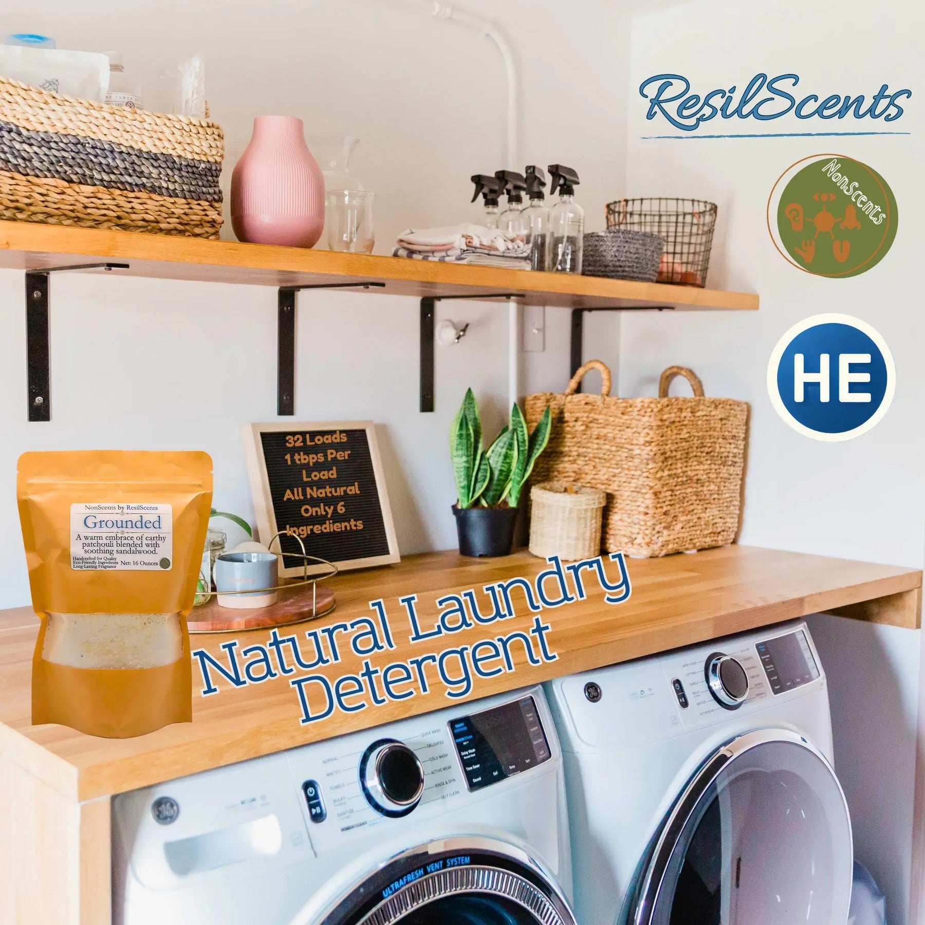 Grounded™ Laundry Detergent – Earthy Woods & Amber | ResilScents™ by ResilScents, scented candle detail photo 4