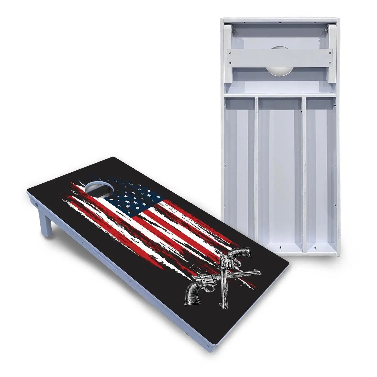 Guns & Flag Cornhole Boards - All Weather Series by Cornhole Solutions, custom cornhole board main product photo