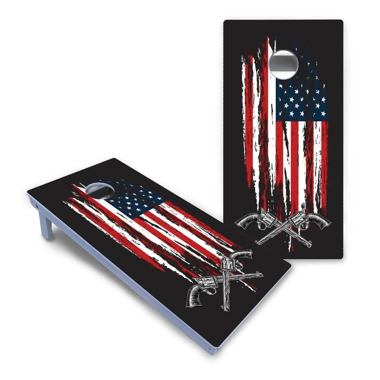 Guns & Flag Cornhole Boards - All Weather Series by Cornhole Solutions, custom cornhole board detail photo 2