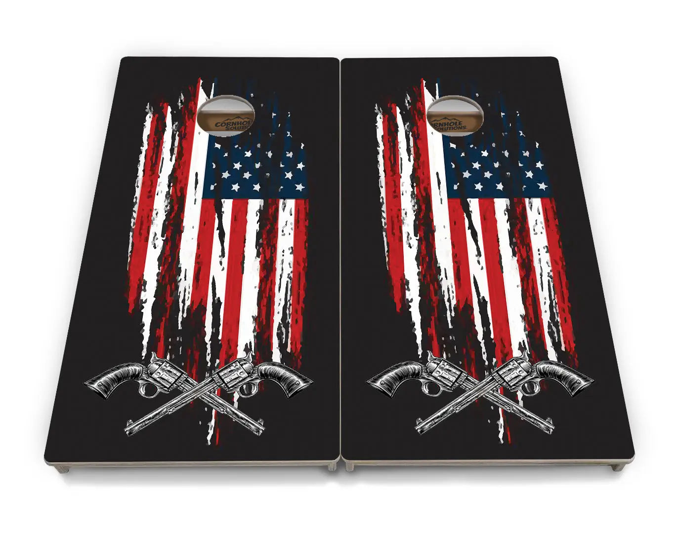 Guns and Flag Cornhole Boards - Professional Tournament Series by Cornhole Solutions, custom cornhole board detail photo 2