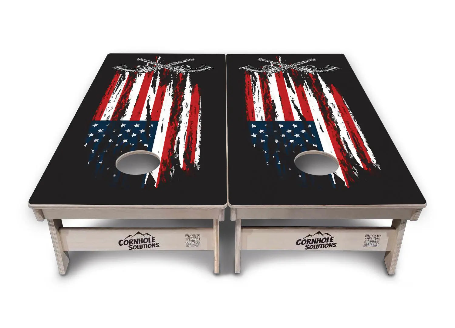Guns and Flag Cornhole Boards - Professional Tournament Series by Cornhole Solutions, custom cornhole board detail photo 5