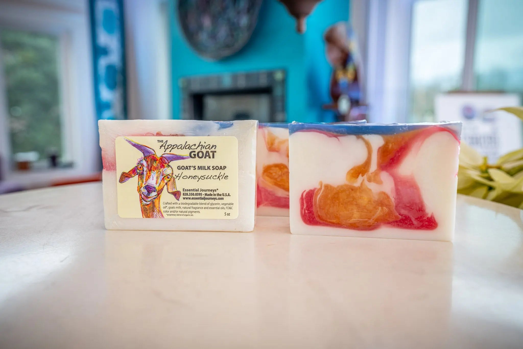 Honeysuckle Goats Milk Soap Slice 5 Oz. by Essential Journeys, Southern food gift detail photo 2