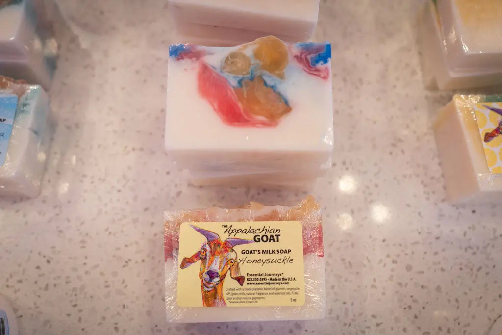Honeysuckle Goats Milk Soap Slice 5 Oz. by Essential Journeys, Southern food gift detail photo 3
