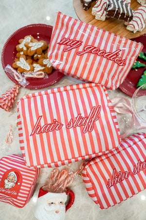 Hair Stuff - Pink & Red Stripes XL Bag by KenzKustomz, natural skincare detail photo 4