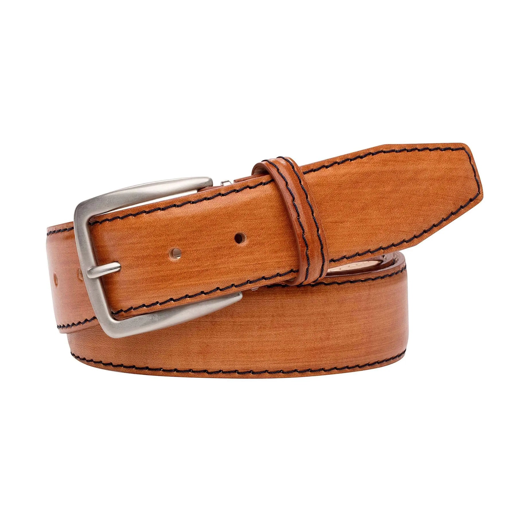 Hand Stained Veg Tan Italian Calf Belt by Roger Ximenez: Bespoke Belts and Leather Accessories, handmade leather goods detail photo 3
