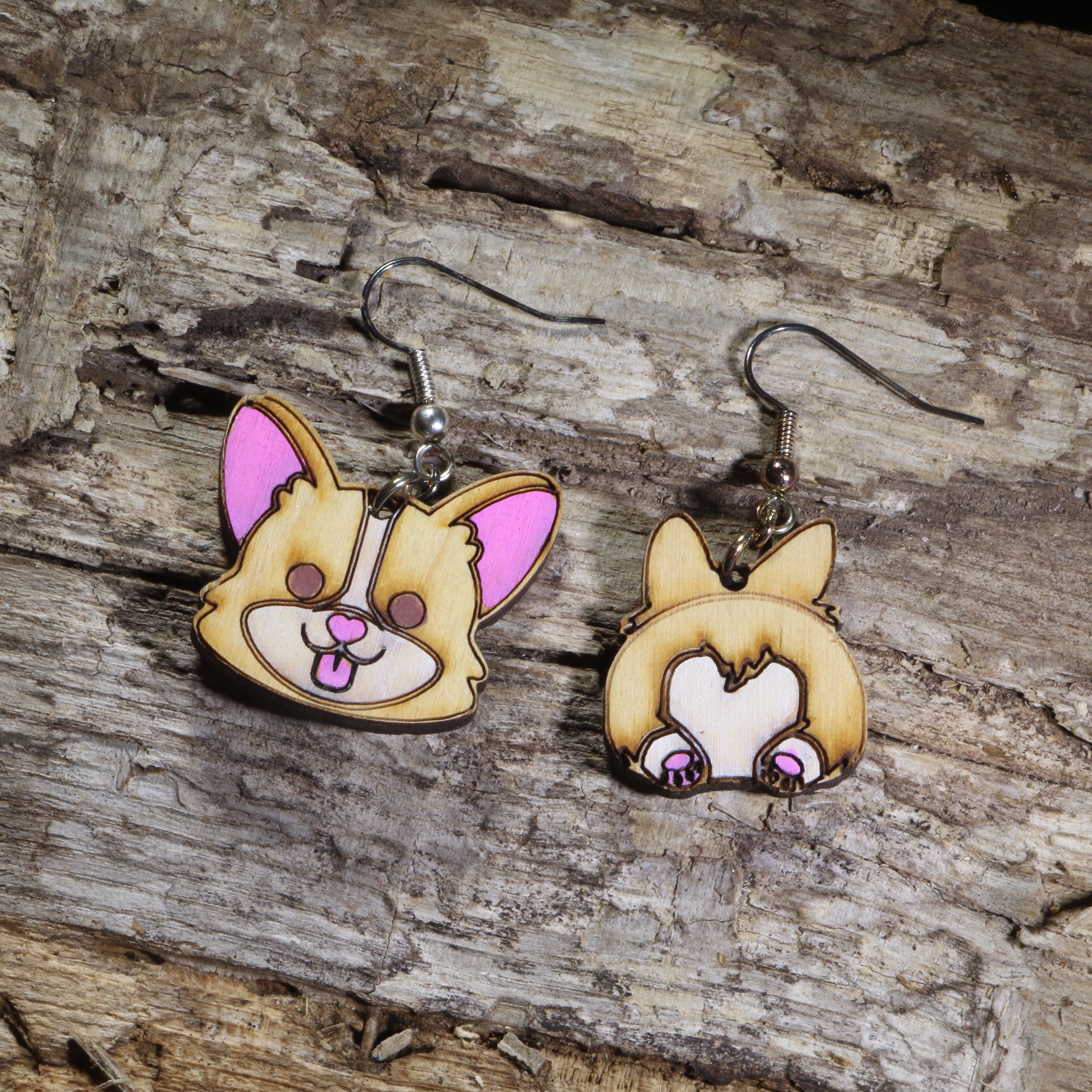 Corgi Butt Wooden Earrings | Funny Dog Lover Jewelry by Cate's Concepts, LLC