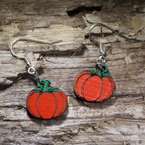 Pumpkin Wooden Dangle Earrings | Fall Autumn Jewelry by Cate's Concepts, LLC