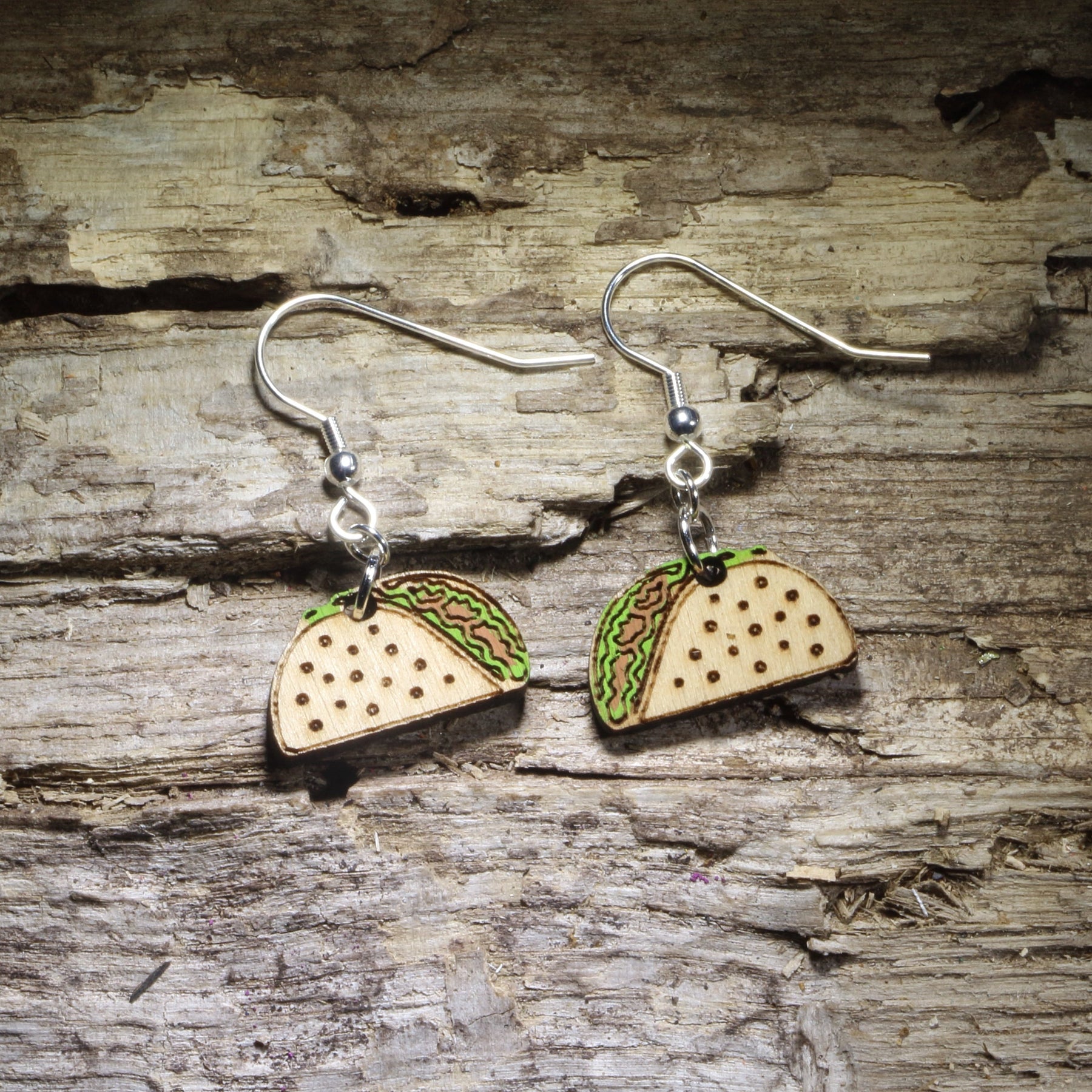 Taco Wooden Earrings | Funny Food Lover Jewelry