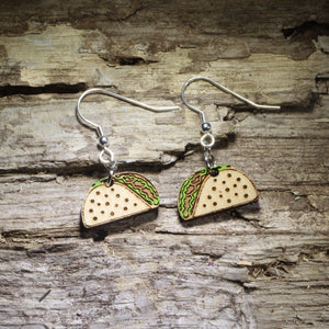 Taco Wooden Earrings | Funny Food Lover Jewelry