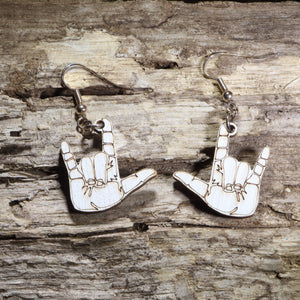 ASL Love Wooden Earrings | Sign Language Jewelry by Cate's Concepts, LLC