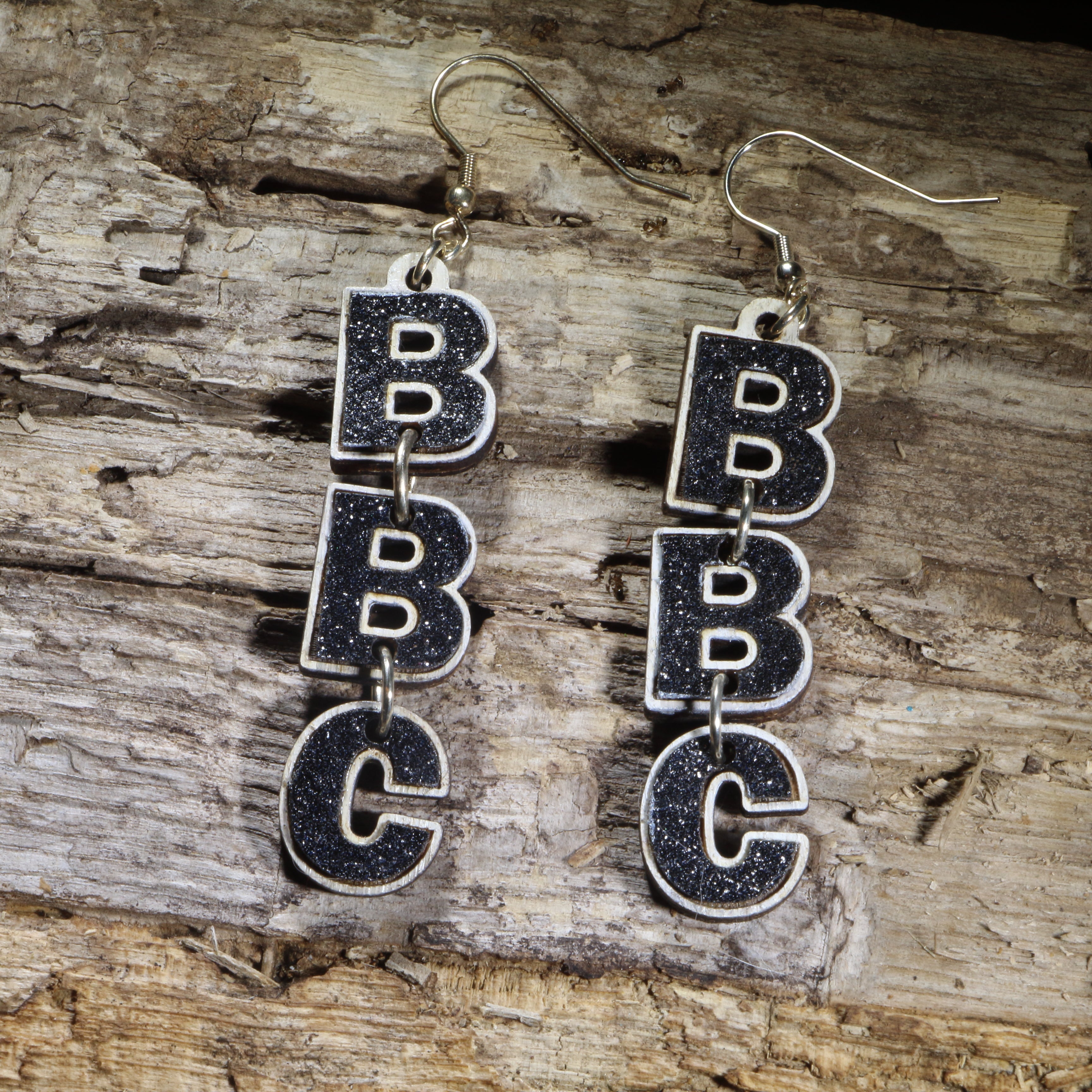 BBC Letter Wooden Dangle Earrings | Funny Adult Humor Novelty Jewelry by Cate's Concepts, LLC