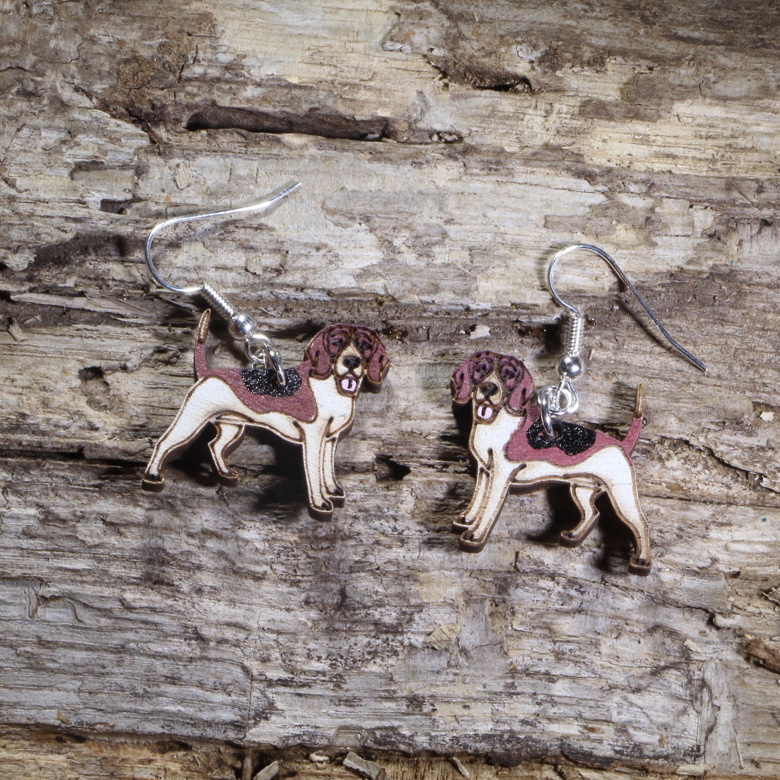 Beagle Wooden Earrings | Dog Lover Pet Jewelry by Cate's Concepts, LLC