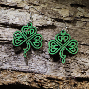 Celtic Shamrock Wooden Dangle Earrings | Irish Clover Jewelry by Cate's Concepts, LLC