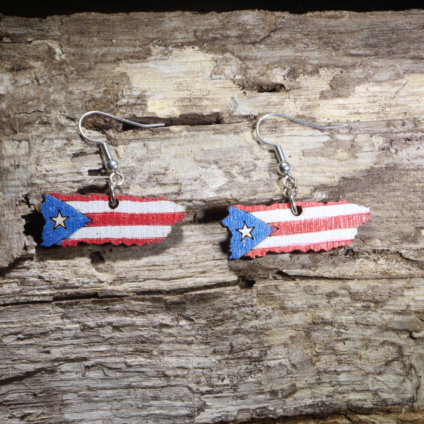 Puerto Rico Island Wooden Earrings | Caribbean Travel Jewelry by Cate's Concepts, LLC