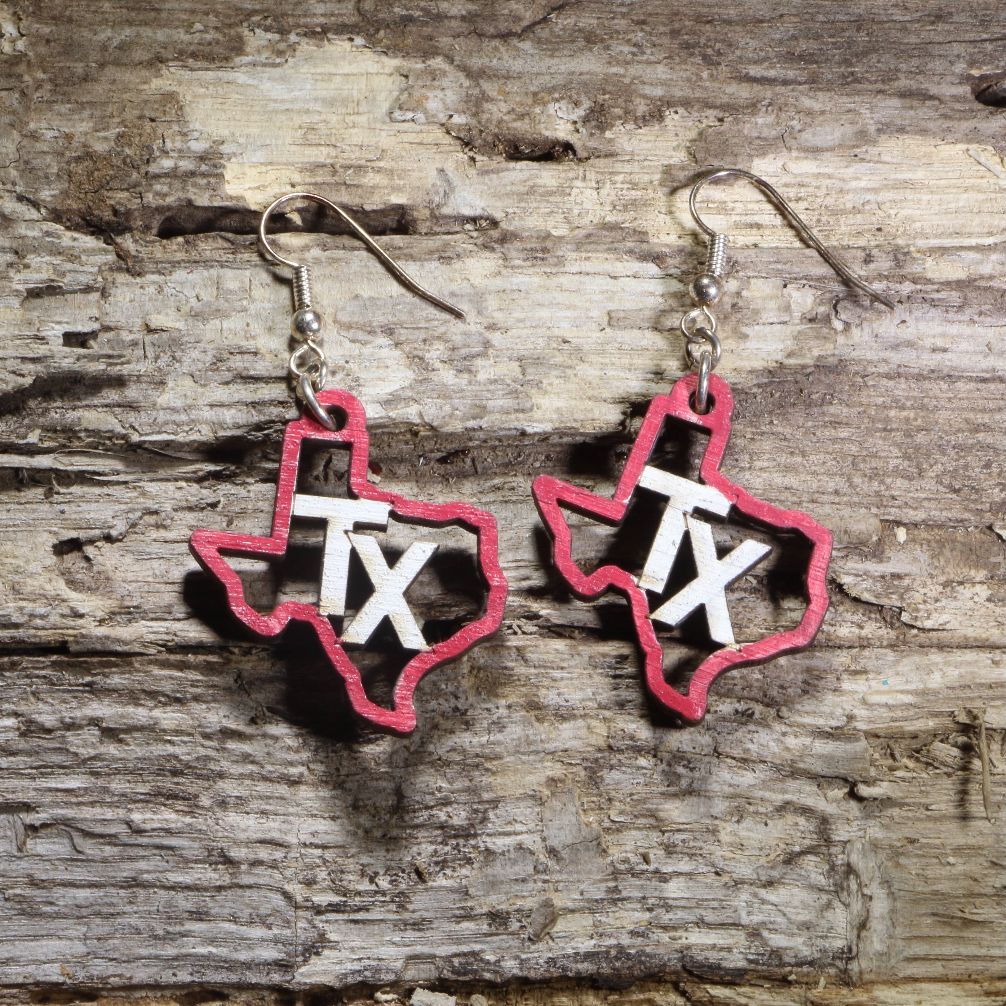 Texas TX Wooden Dangle Earrings | State Pride Southern Jewelry by Cate's Concepts, LLC