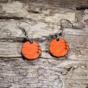 Basketball Wooden Dangle Earrings | Sports Jewelry by Cate's Concepts, LLC