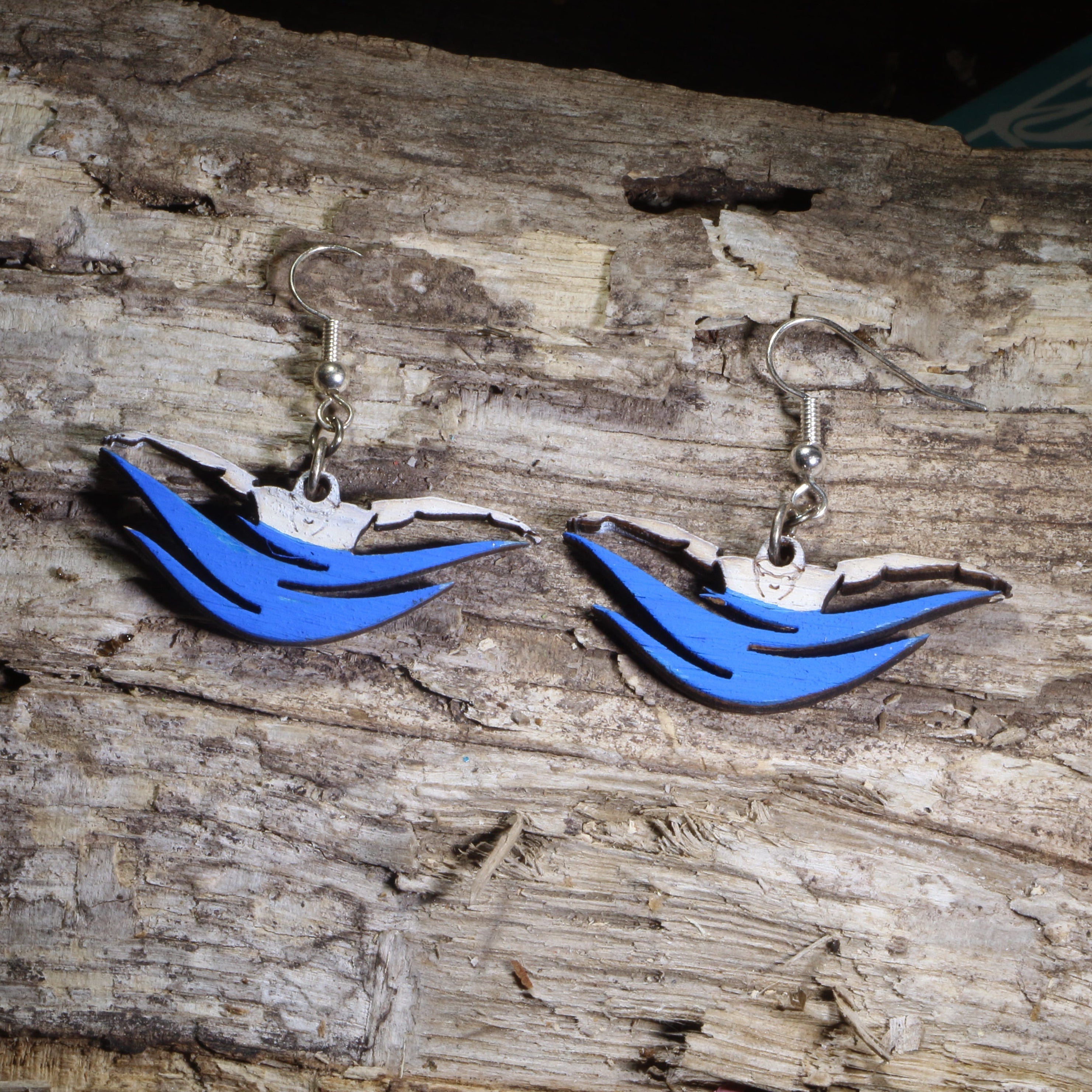 Butterfly Stroke Swimmer Wooden Dangle Earrings | Swim Jewelry by Cate's Concepts, LLC