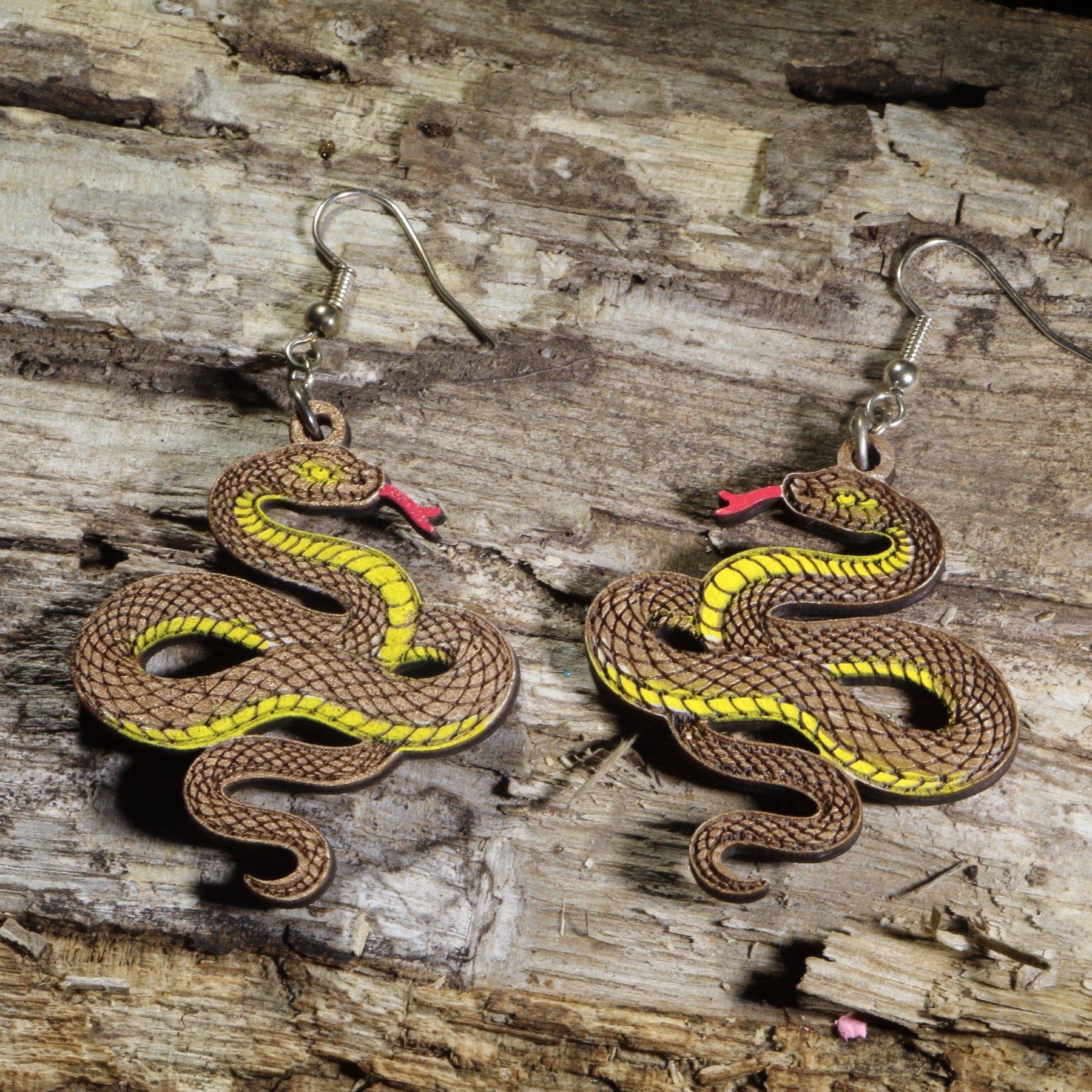 Copper Snake Wooden Dangle Earrings | Reptile Nature Jewelry (Copy) by Cate's Concepts, LLC
