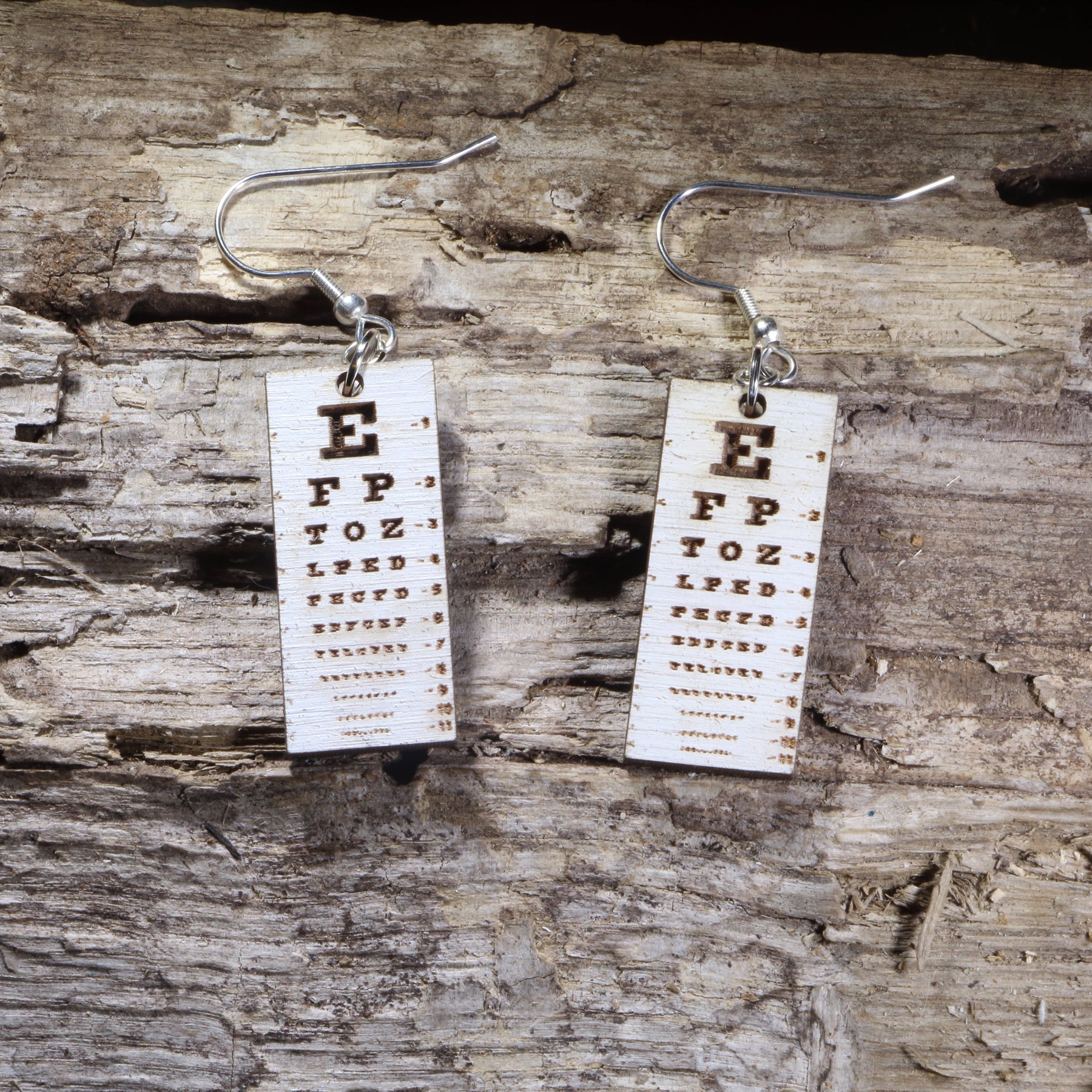 Eye Chart Wooden Earrings | Optometrist Vision Test Jewelry by Cate's Concepts, LLC