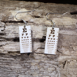 Eye Chart Wooden Earrings | Optometrist Vision Test Jewelry by Cate's Concepts, LLC