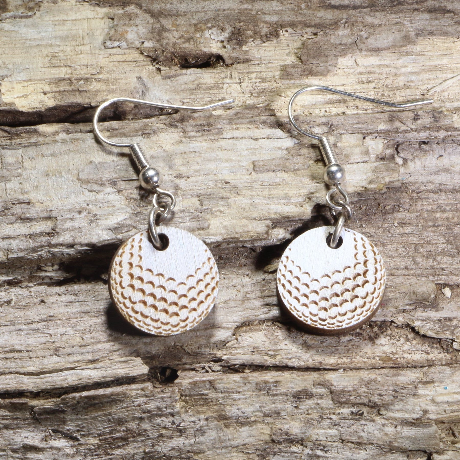 Golf Ball Wooden Earrings | Golf Lover Sports Jewelry by Cate's Concepts, LLC